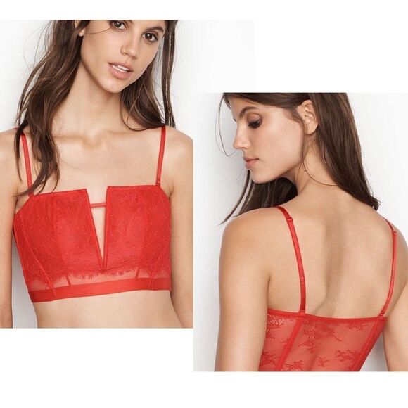 VICTORIA’S secret red lace plunge bustier BNWT - Picture 1 of 4